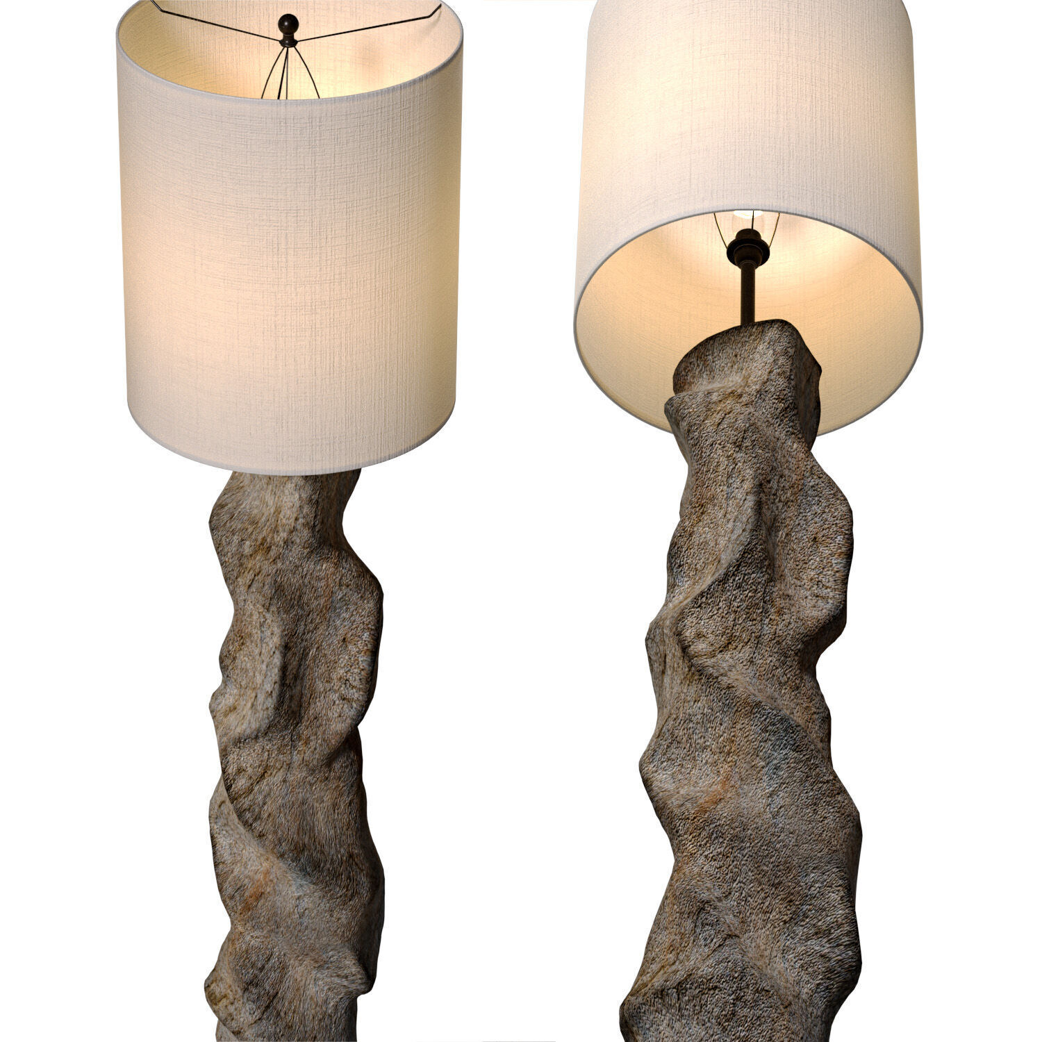 Stone plaster Wabi-Sabi Sculptural Scandinavian Floor Lamp 3D model_3