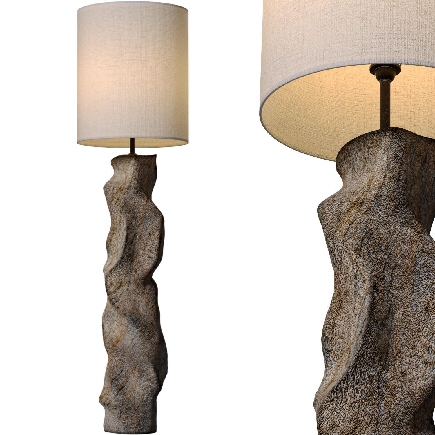 Stone plaster Wabi-Sabi Sculptural Scandinavian Floor Lamp 3D model_2