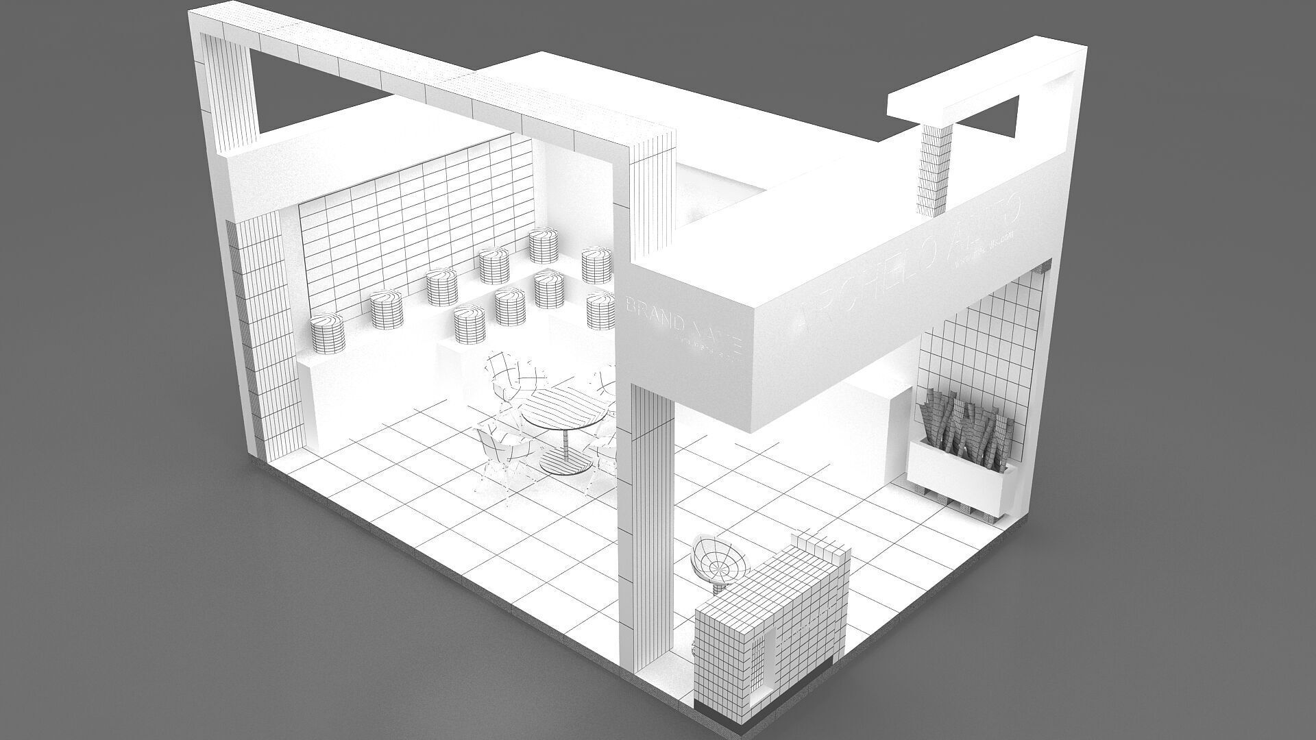 exhibition booth 3D Low-poly 3D model_8