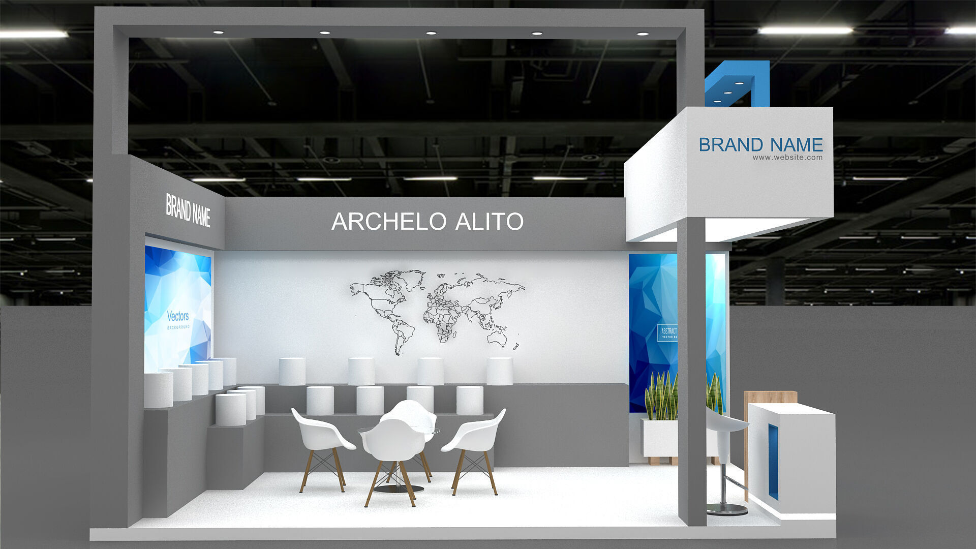 exhibition booth 3D Low-poly 3D model_2