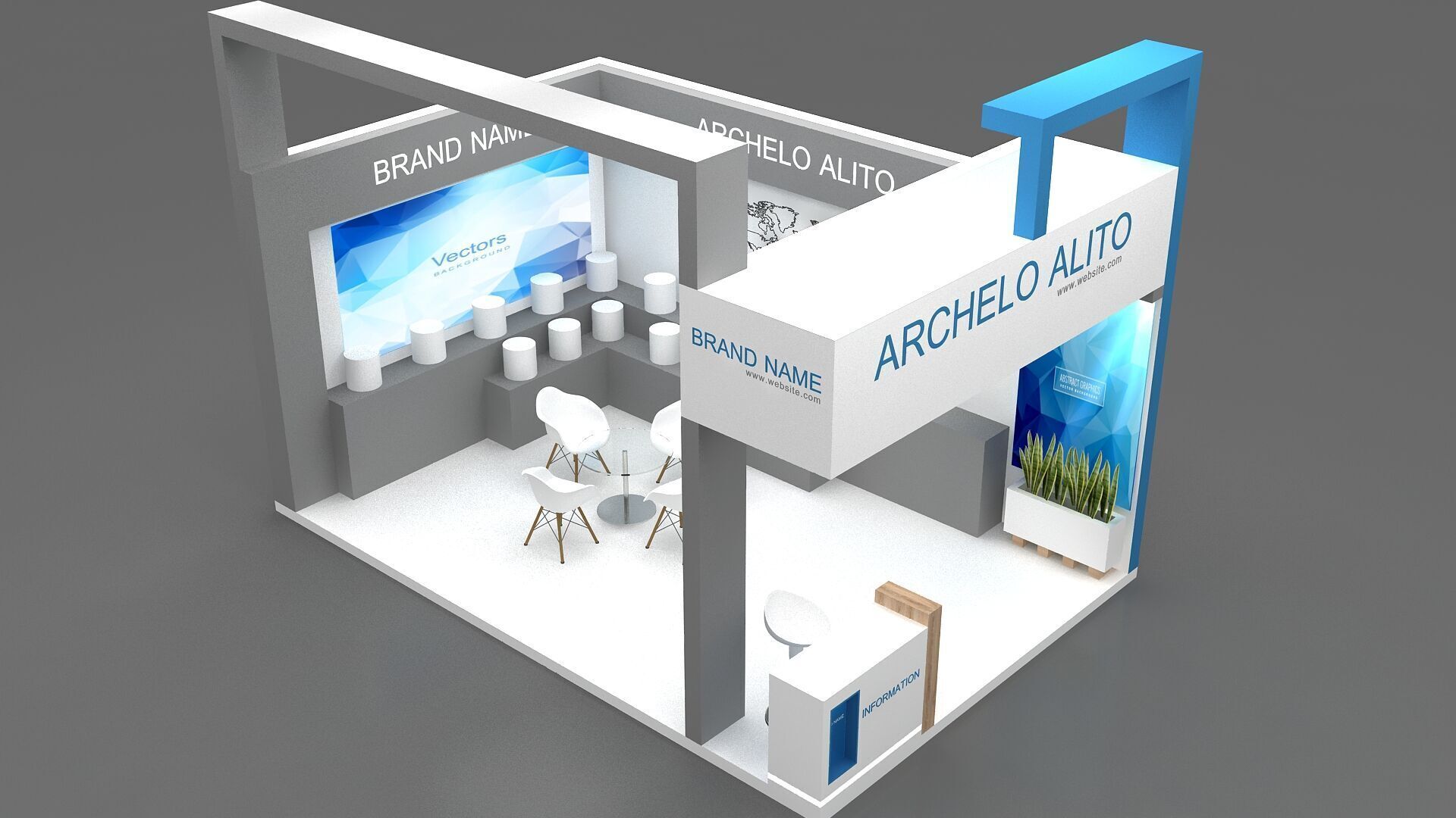 exhibition booth 3D Low-poly 3D model_4