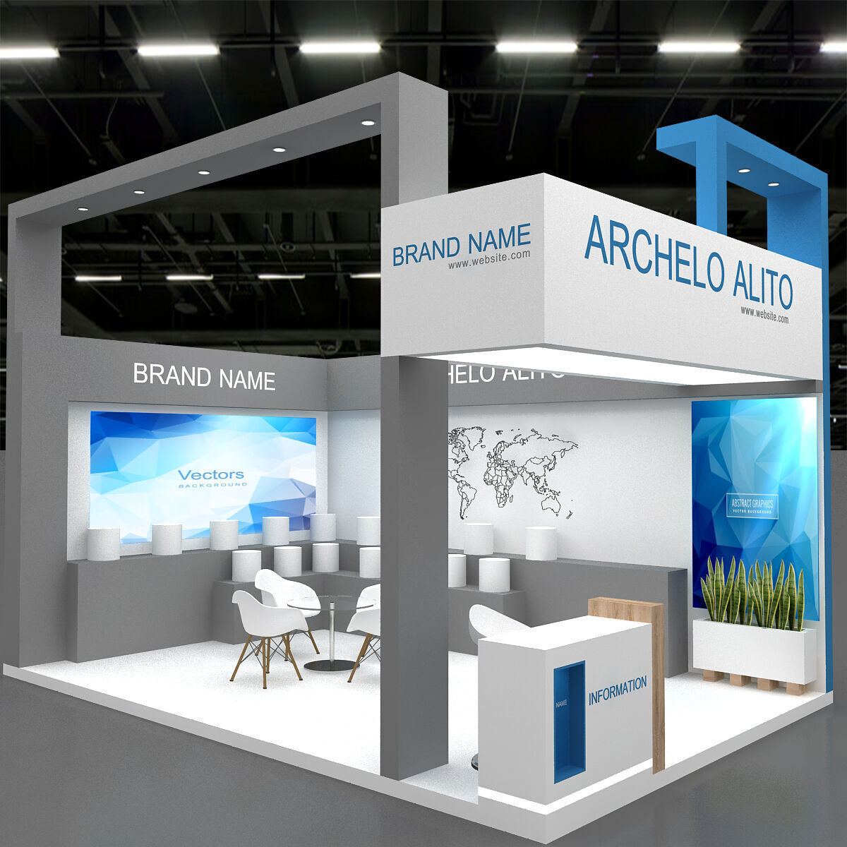 exhibition booth 3D Low-poly 3D model_7