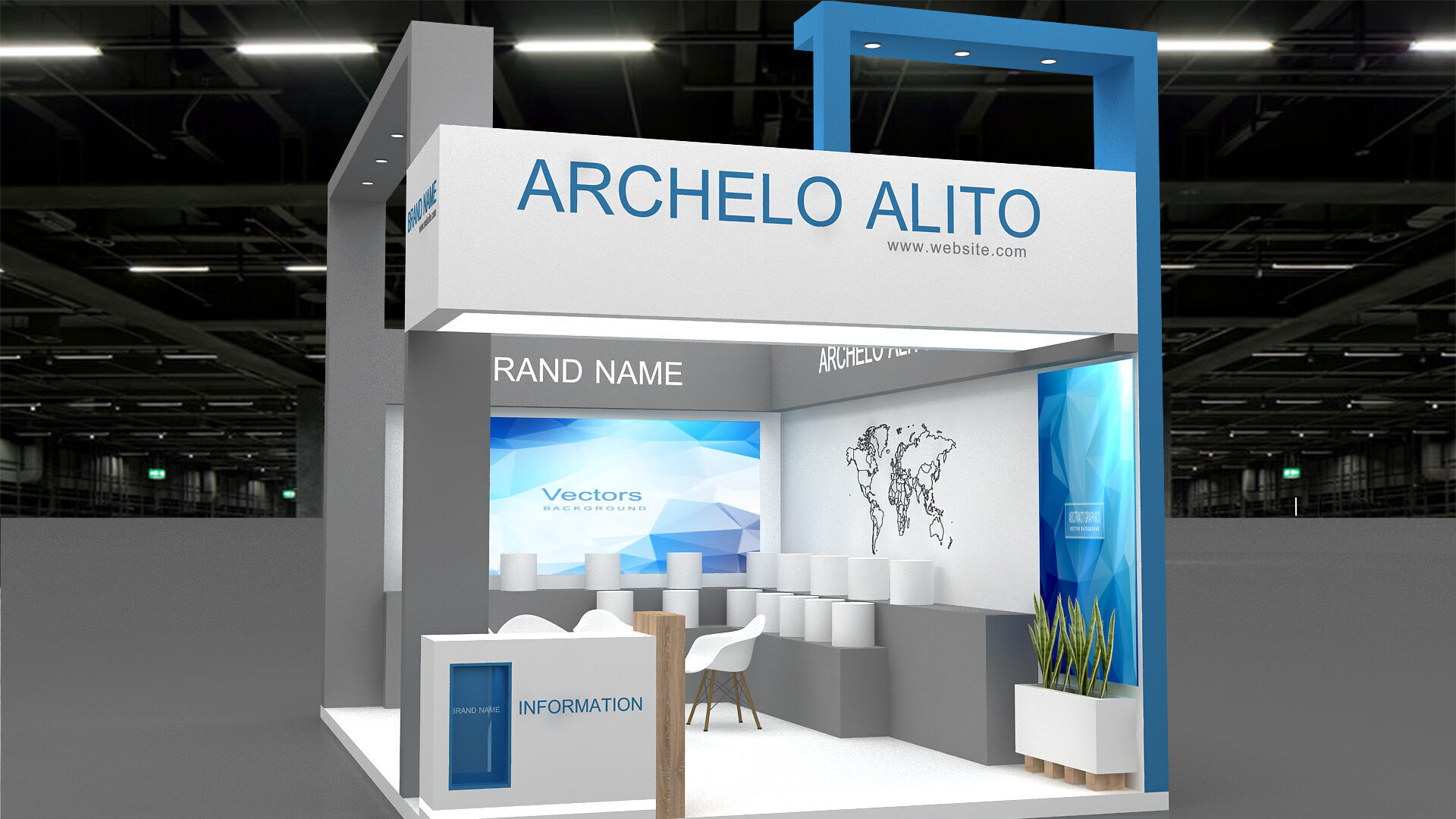 exhibition booth 3D Low-poly 3D model_1