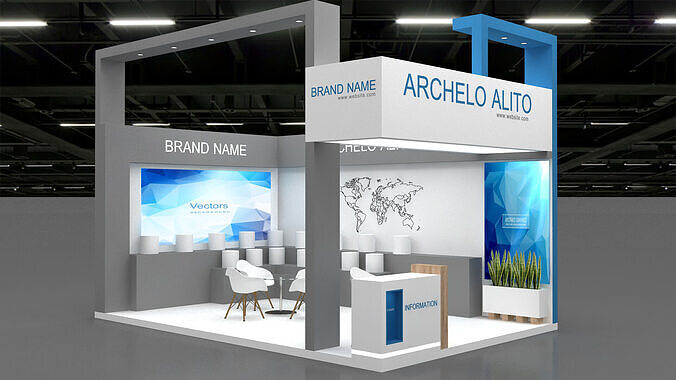 exhibition booth 3D Low-poly 3D model