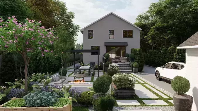 Garden Landscape 3D Model - SketchUp and Lumion Scene 3D model