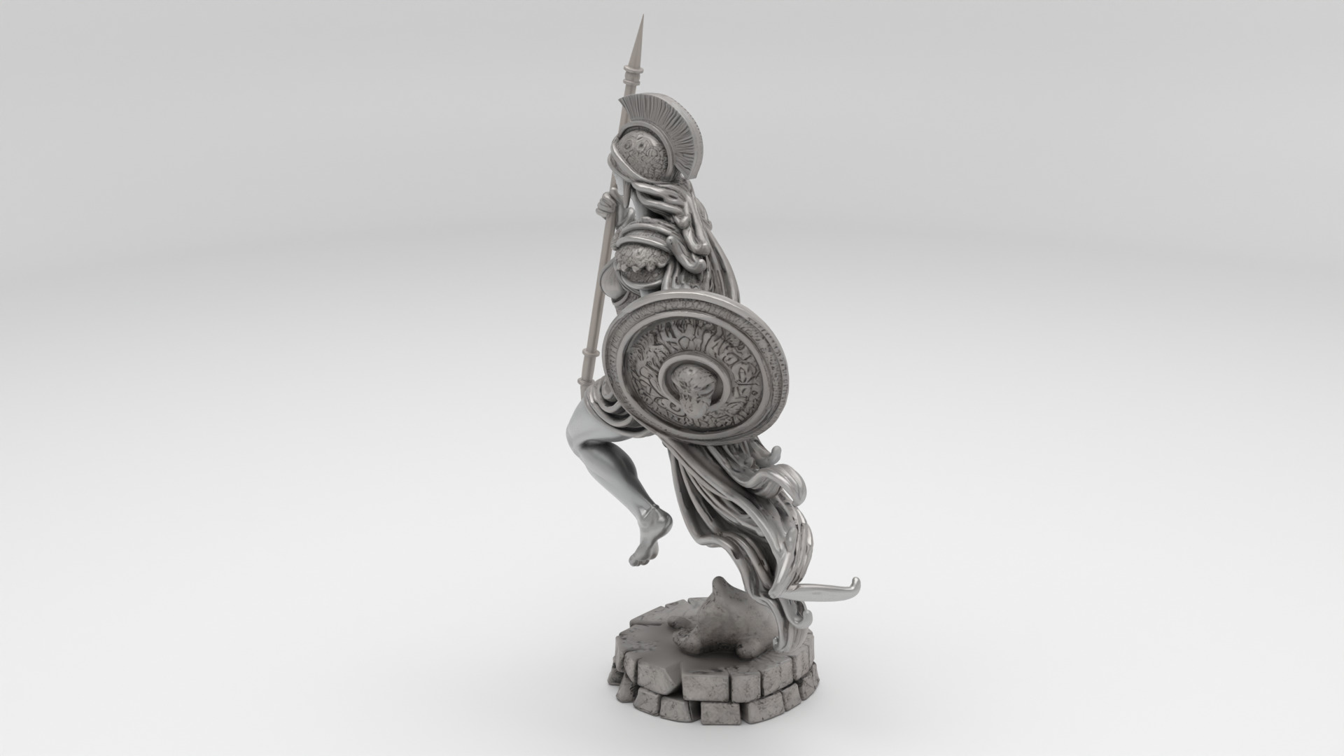 Roman Warrior Sculpture 3D model_5