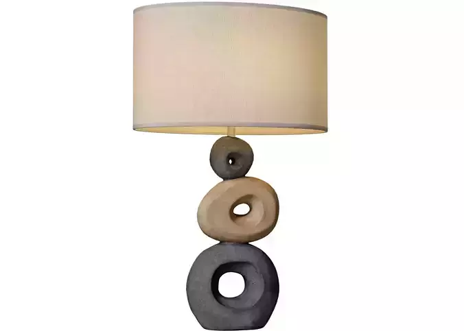 Scandinavian Table Lamp Stacked Stone Effect Rustic Nightstand