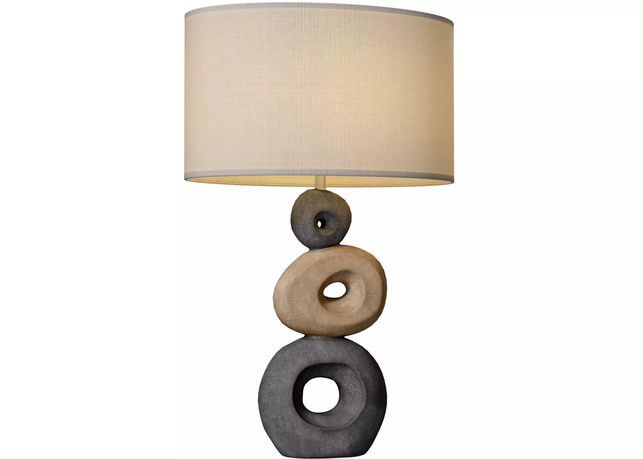 Scandinavian Table Lamp Stacked Stone Effect Rustic Nightstand 3D model