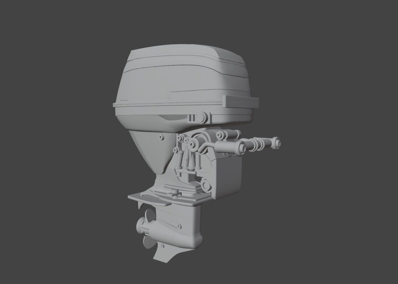 Motor Boat Engine Low-poly 3D model_5