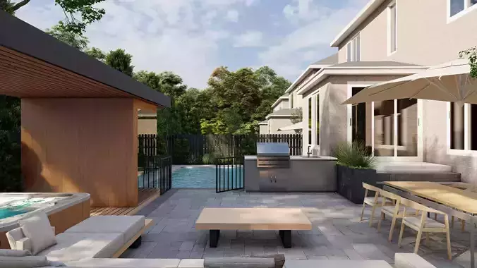 Garden Landscape 3D Model - SketchUp and Lumion Scene 3D model