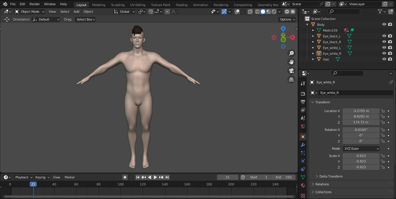 Realistic Male Nude Character 3D model_1