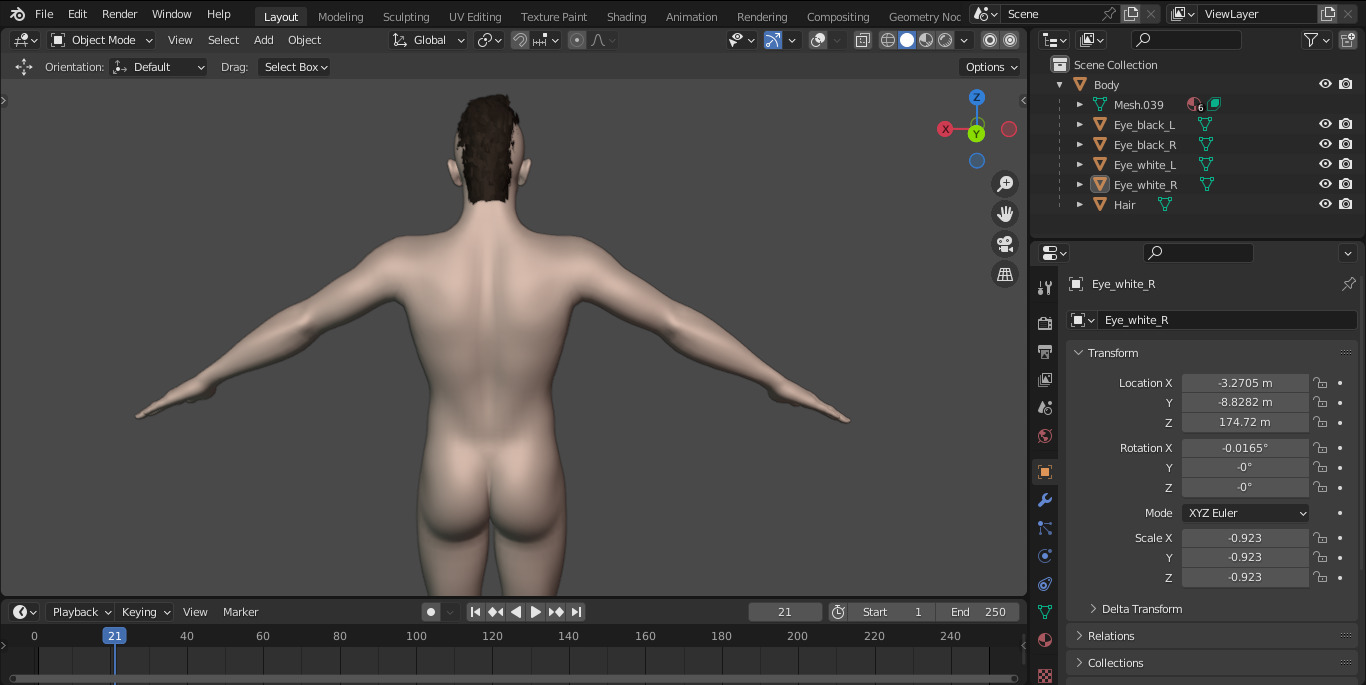 Realistic Male Nude Character 3D model_5