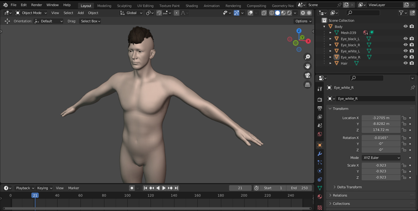Realistic Male Nude Character 3D model_3