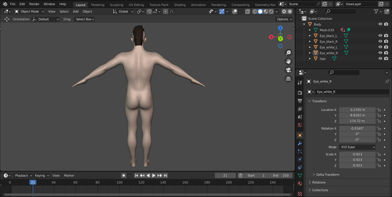 Realistic Male Nude Character 3D model_2