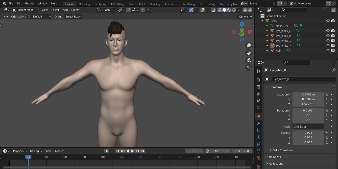 Realistic Male Nude Character 3D model_4
