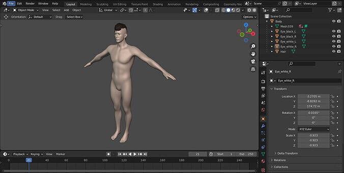 Realistic Male Nude Character 3D model