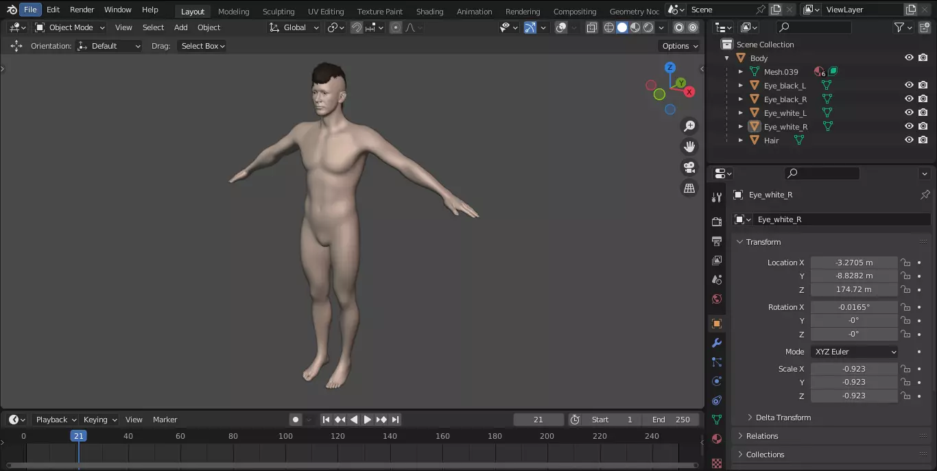 Realistic Male Nude Character 3D model_0