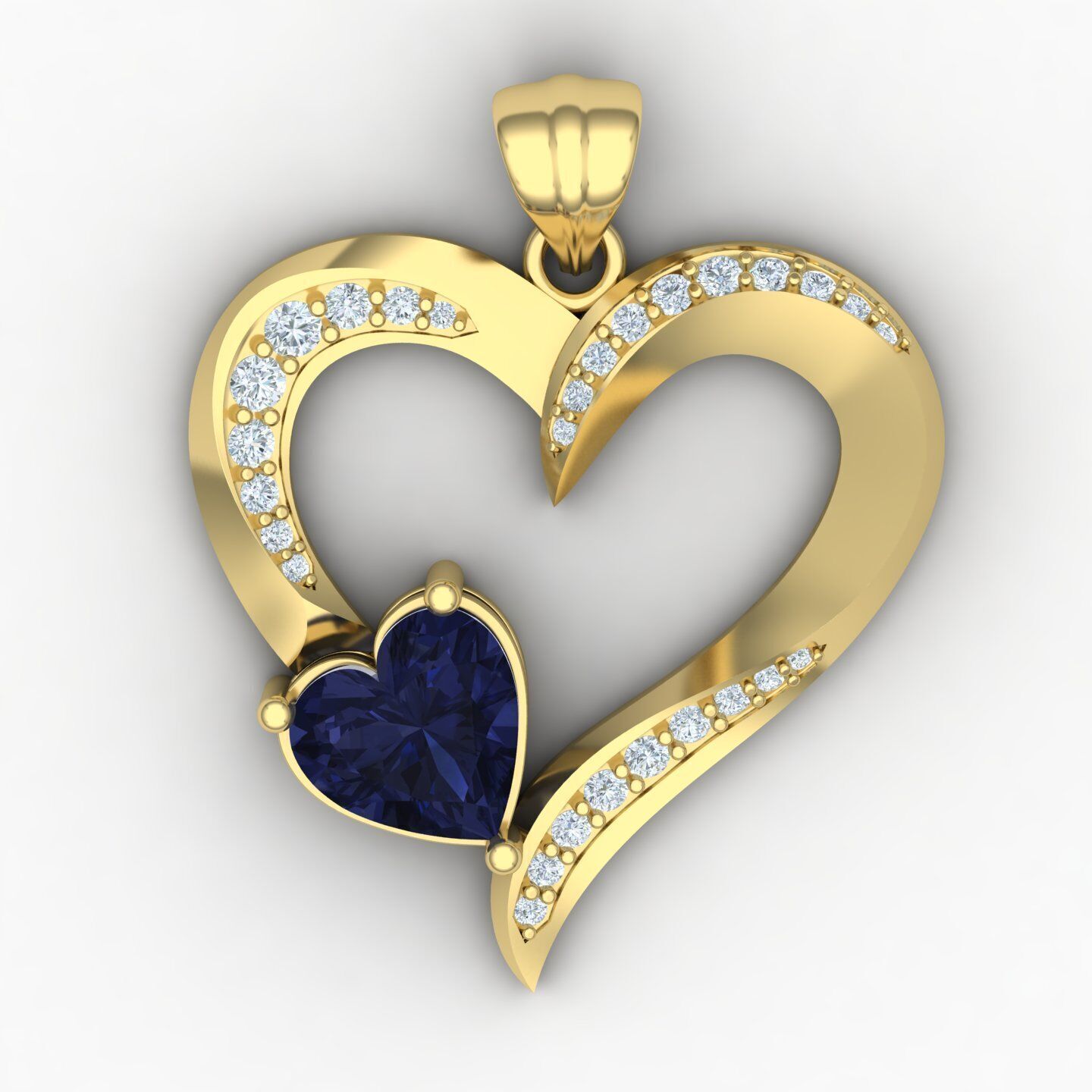 Heart pendant 03 3D print model_1