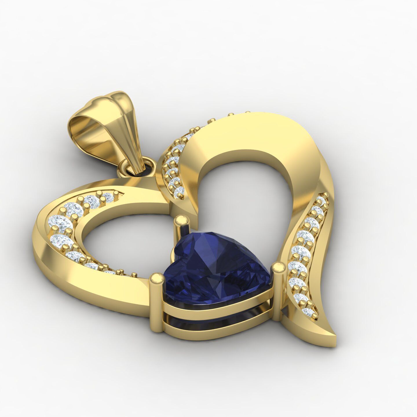 Heart pendant 03 3D print model_3