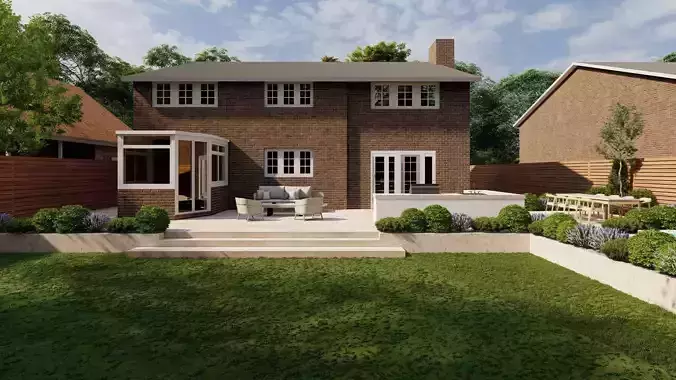 Garden Landscape 3D Model - SketchUp and Lumion Scene 3D model