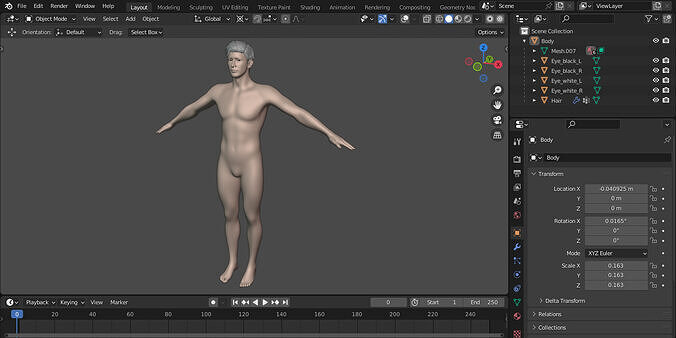 Realistic Nude Male Character 3D model
