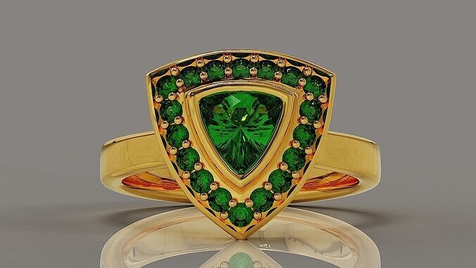 Cathedral style bezel set trillion shape diamond halo ring Free 3D print model