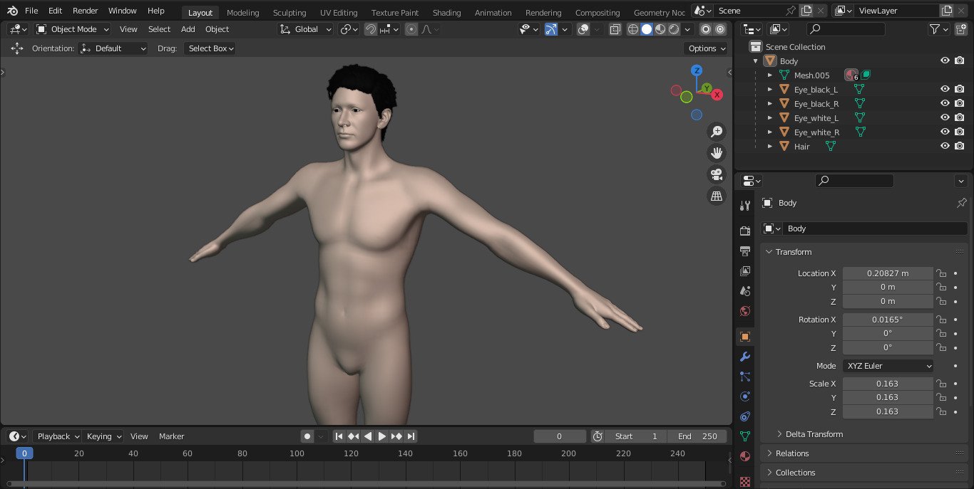 Realistic Nude Male Model 3D model_3
