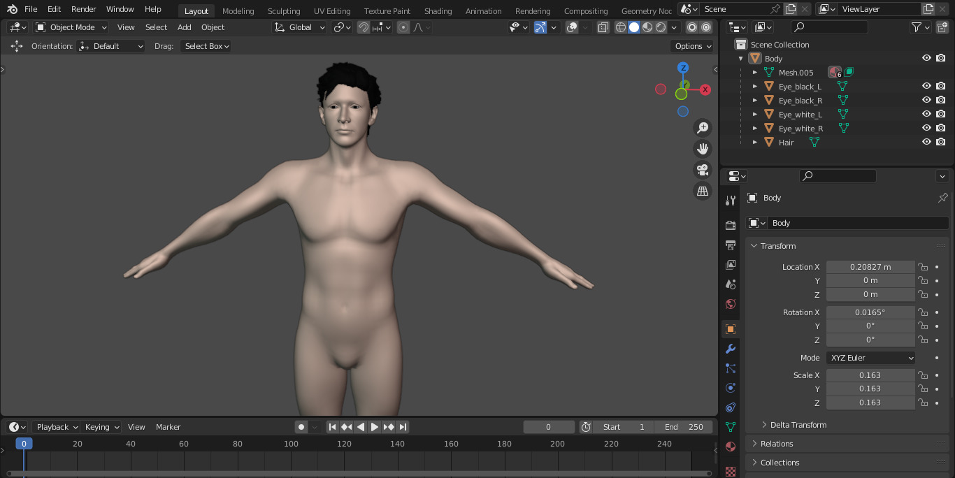 Realistic Nude Male Model 3D model_4