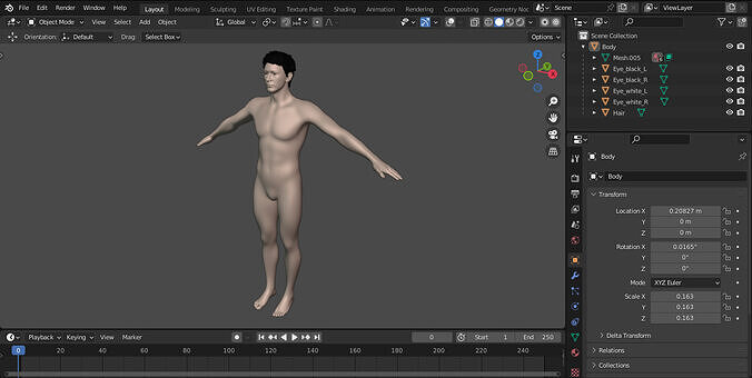 Realistic Nude Male Model 3D model