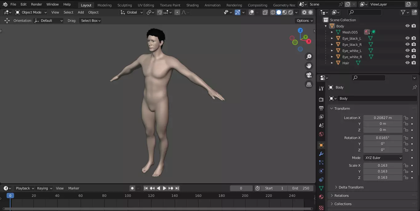 Realistic Nude Male Model 3D model_0