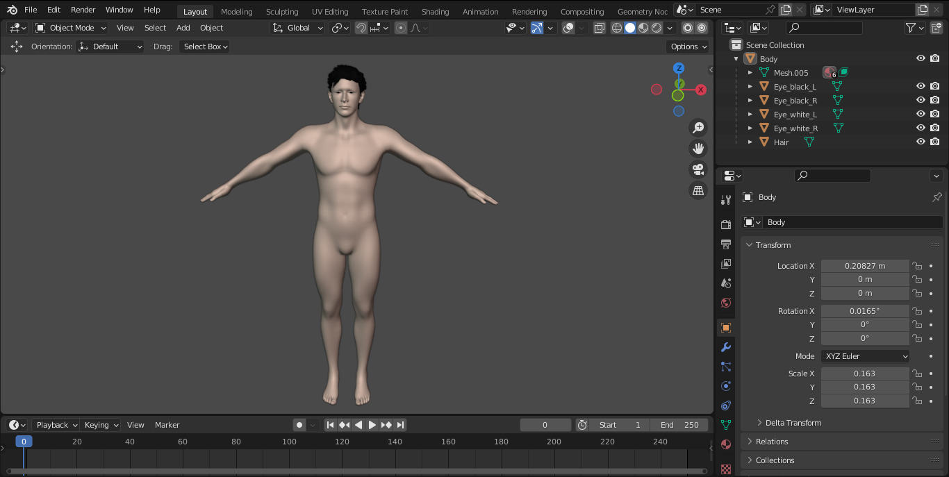 Realistic Nude Male Model 3D model_1