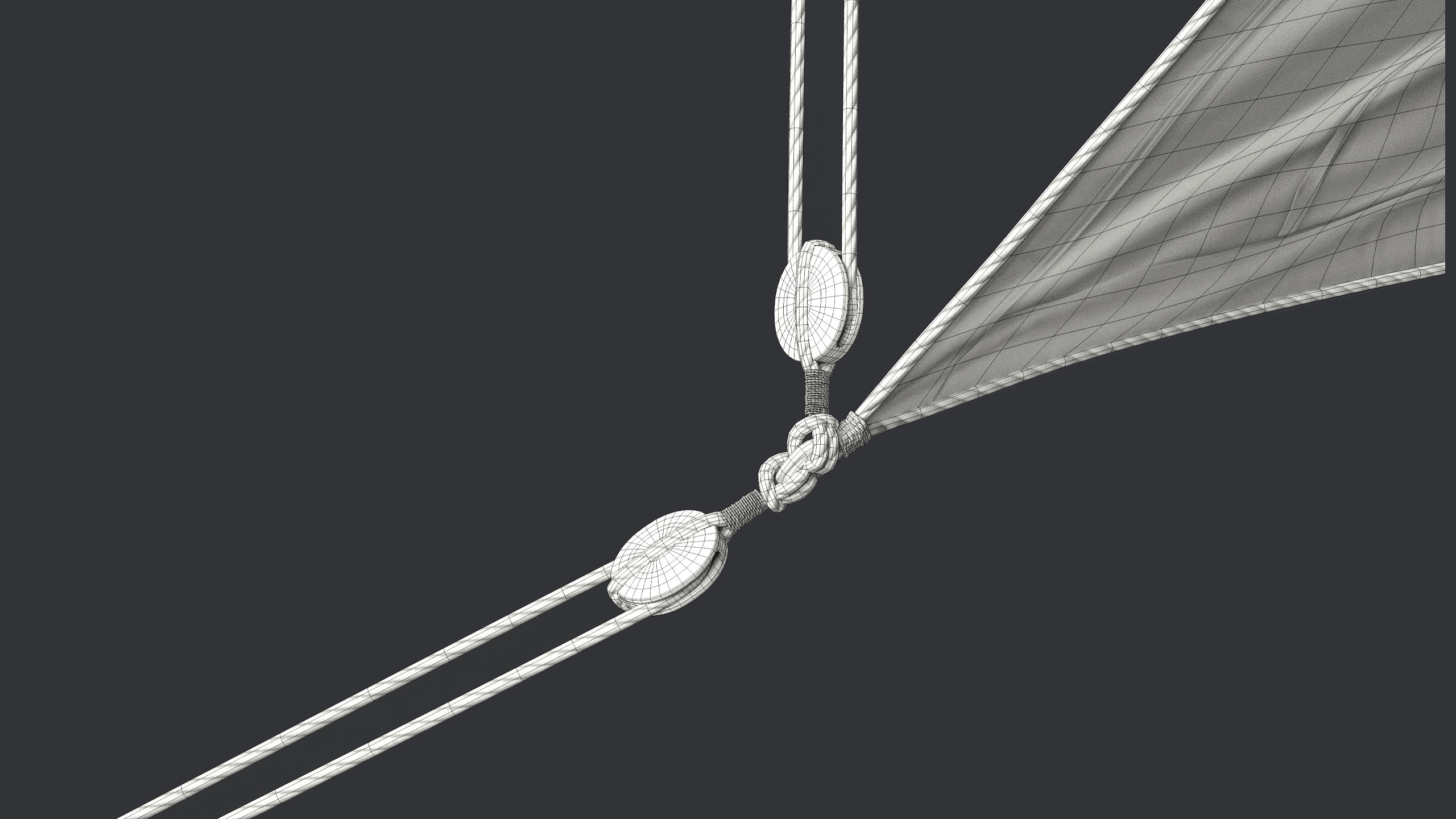 Sail with Rigging Ropes Low-poly 3D model_12