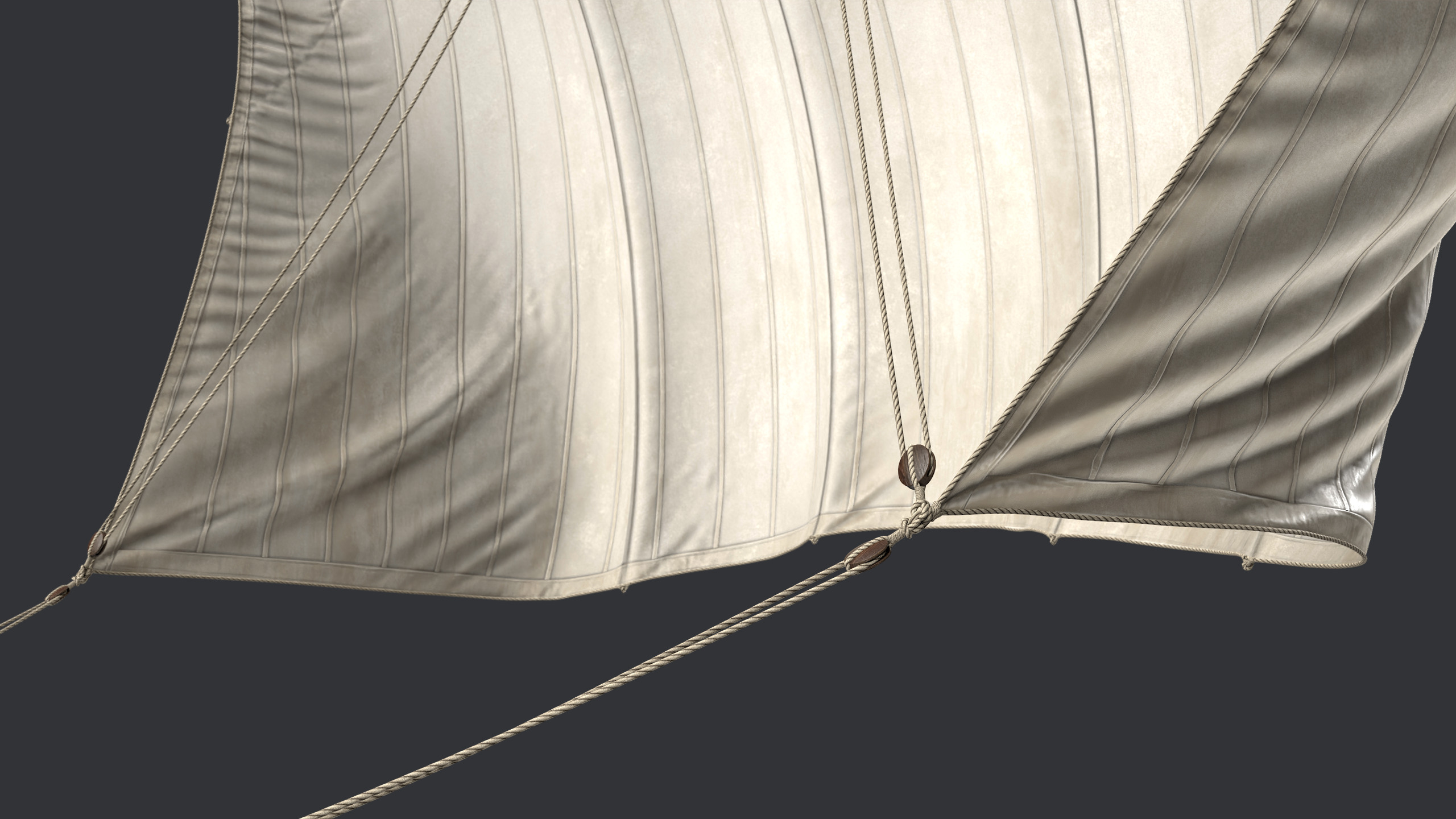 Sail with Rigging Ropes Low-poly 3D model_8