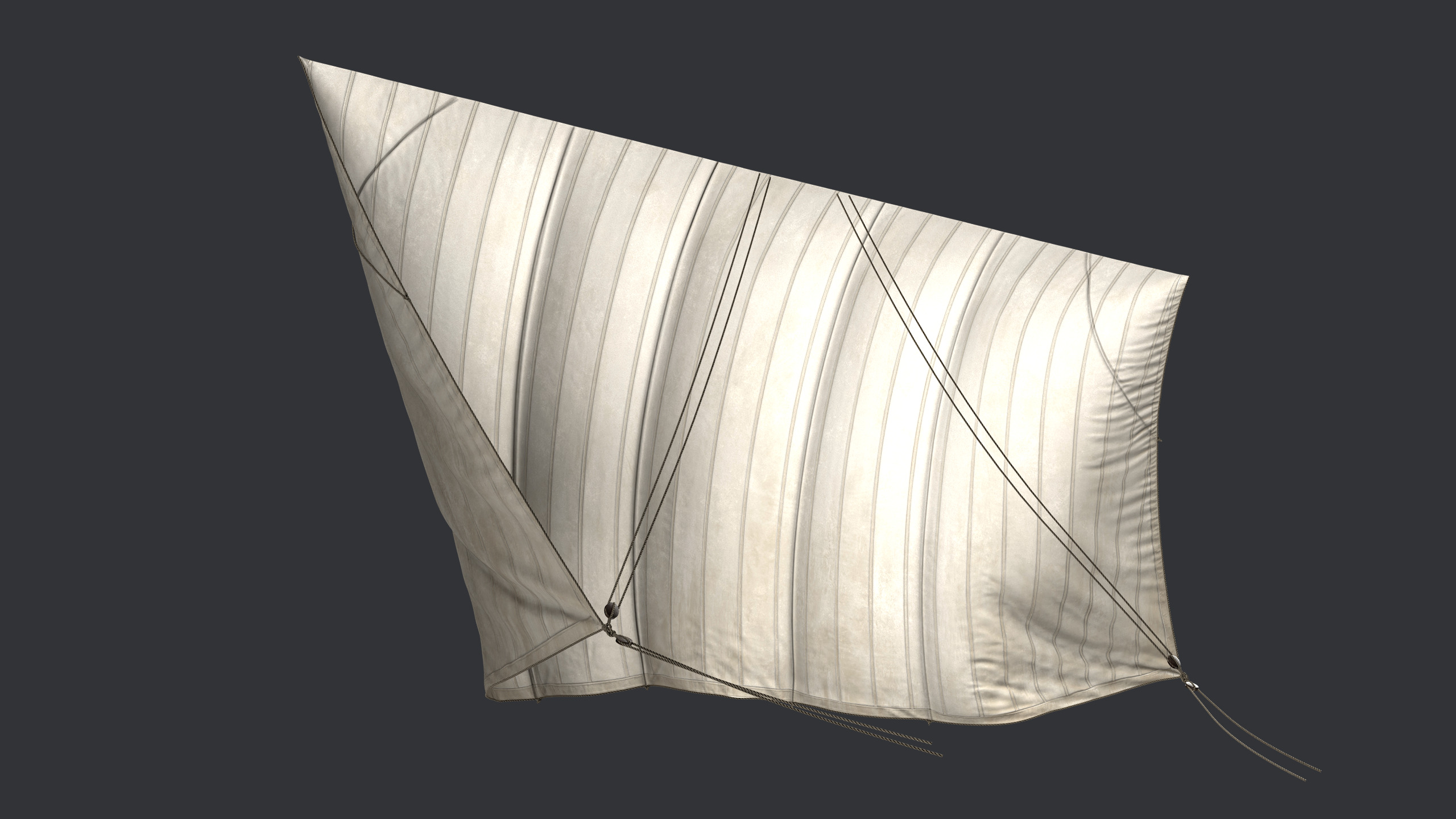 Sail with Rigging Ropes Low-poly 3D model_3