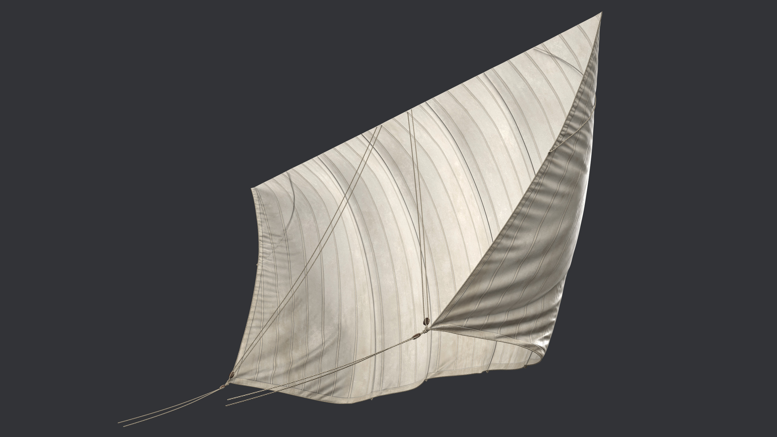 Sail with Rigging Ropes Low-poly 3D model_6