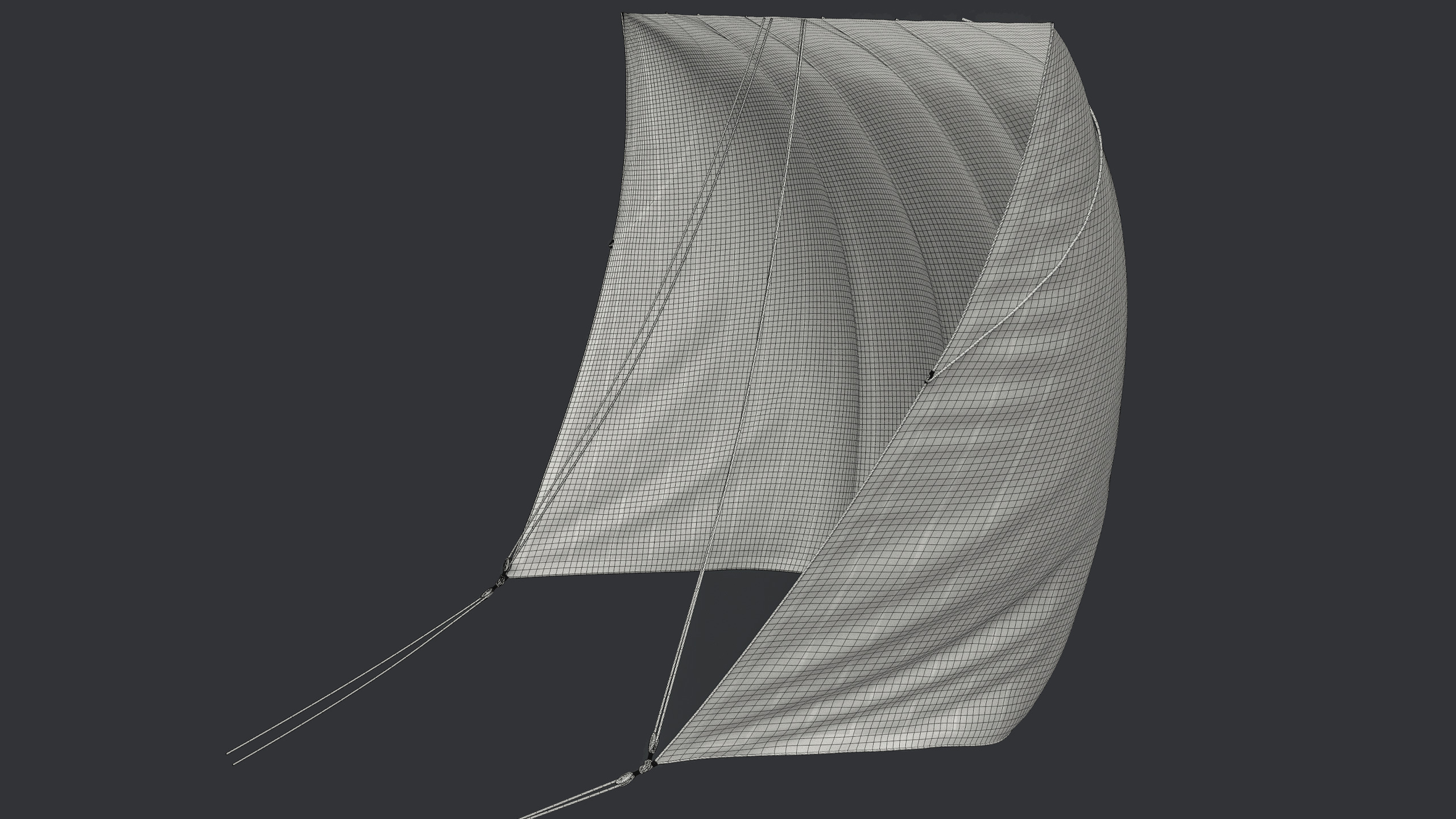 Sail with Rigging Ropes Low-poly 3D model_11