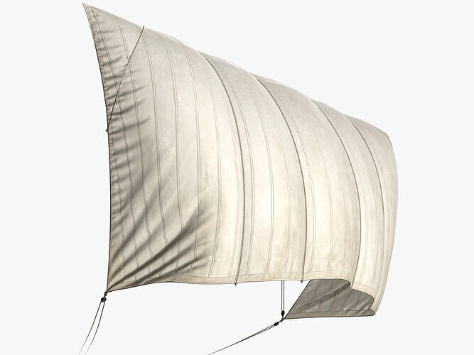 Sail with Rigging Ropes Low-poly 3D model