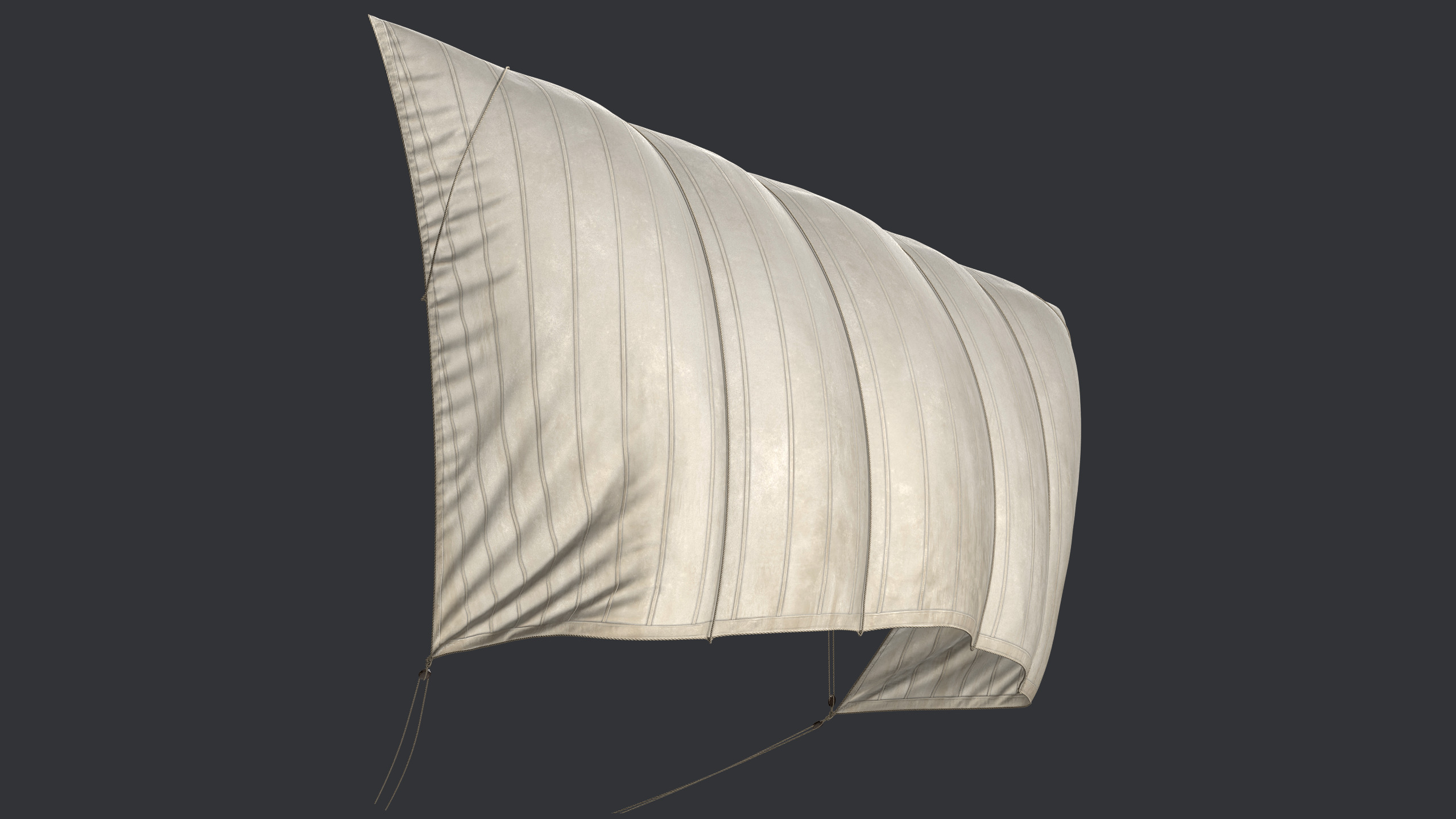 Sail with Rigging Ropes Low-poly 3D model_1