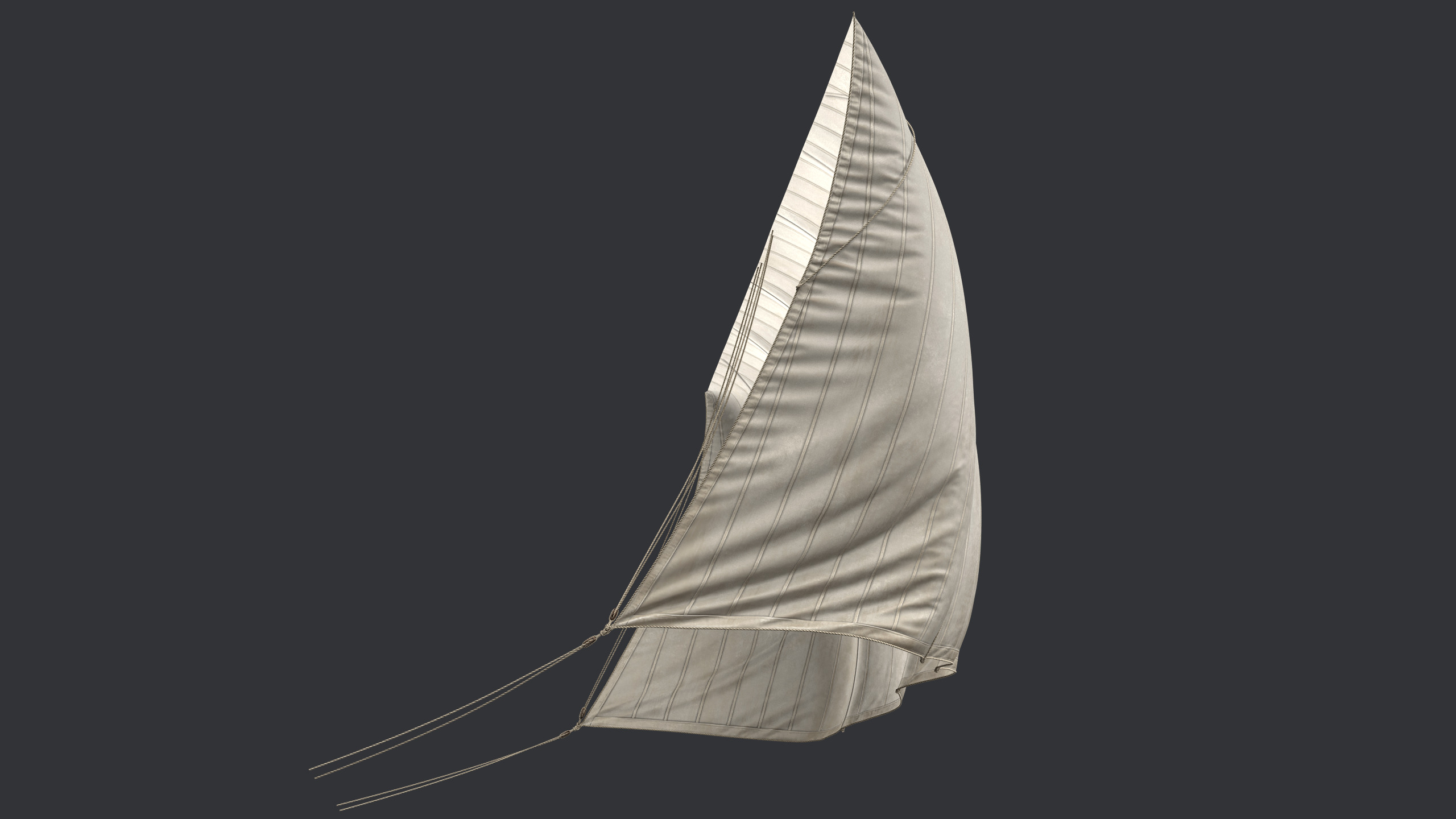 Sail with Rigging Ropes Low-poly 3D model_4