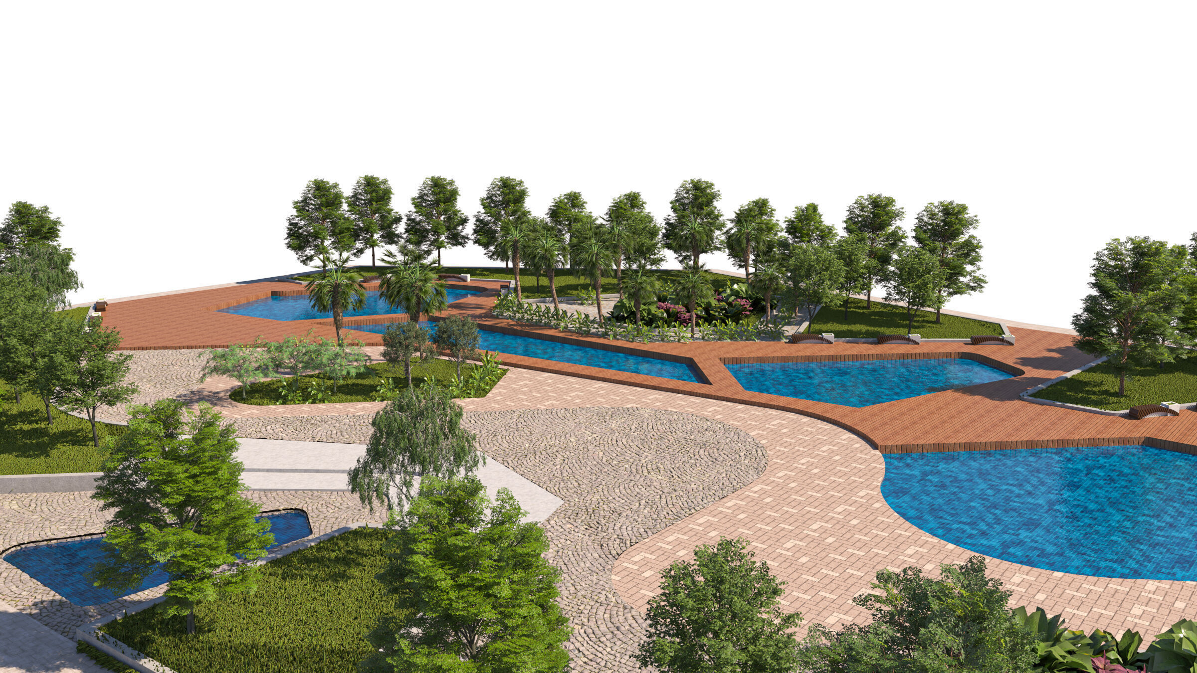 Urban Park with Water Features 3D Model Low-poly 3D model_3