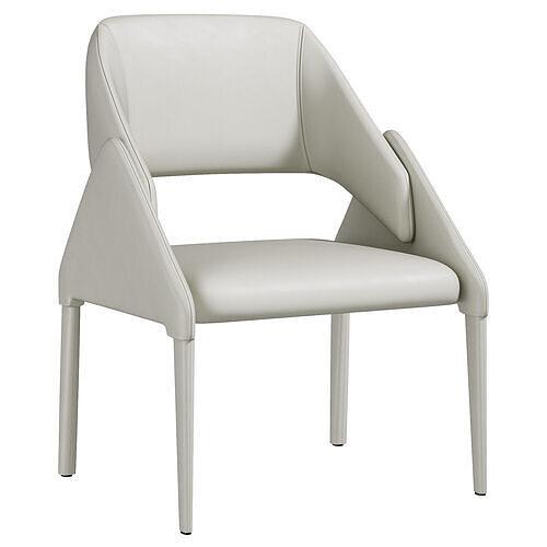  Modern White Faux Leather Dining Chair 3D model