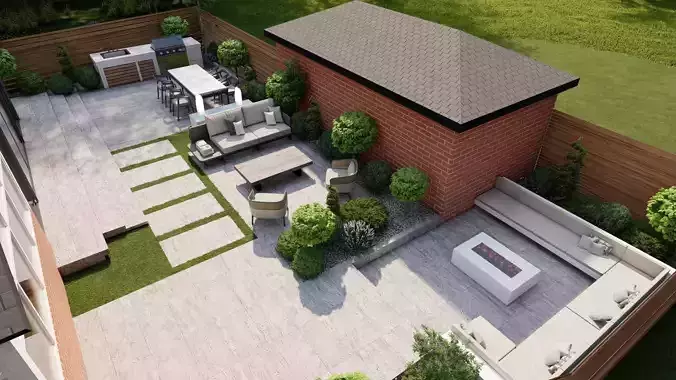 Garden Landscape 3D Model - SketchUp and Lumion Scene 3D model