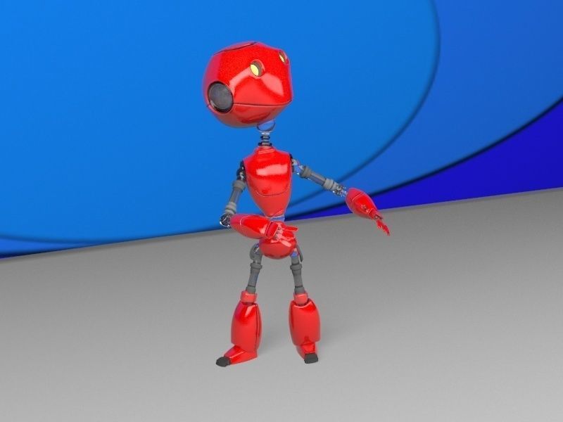 Cartoon robot Low-poly 3D model_4