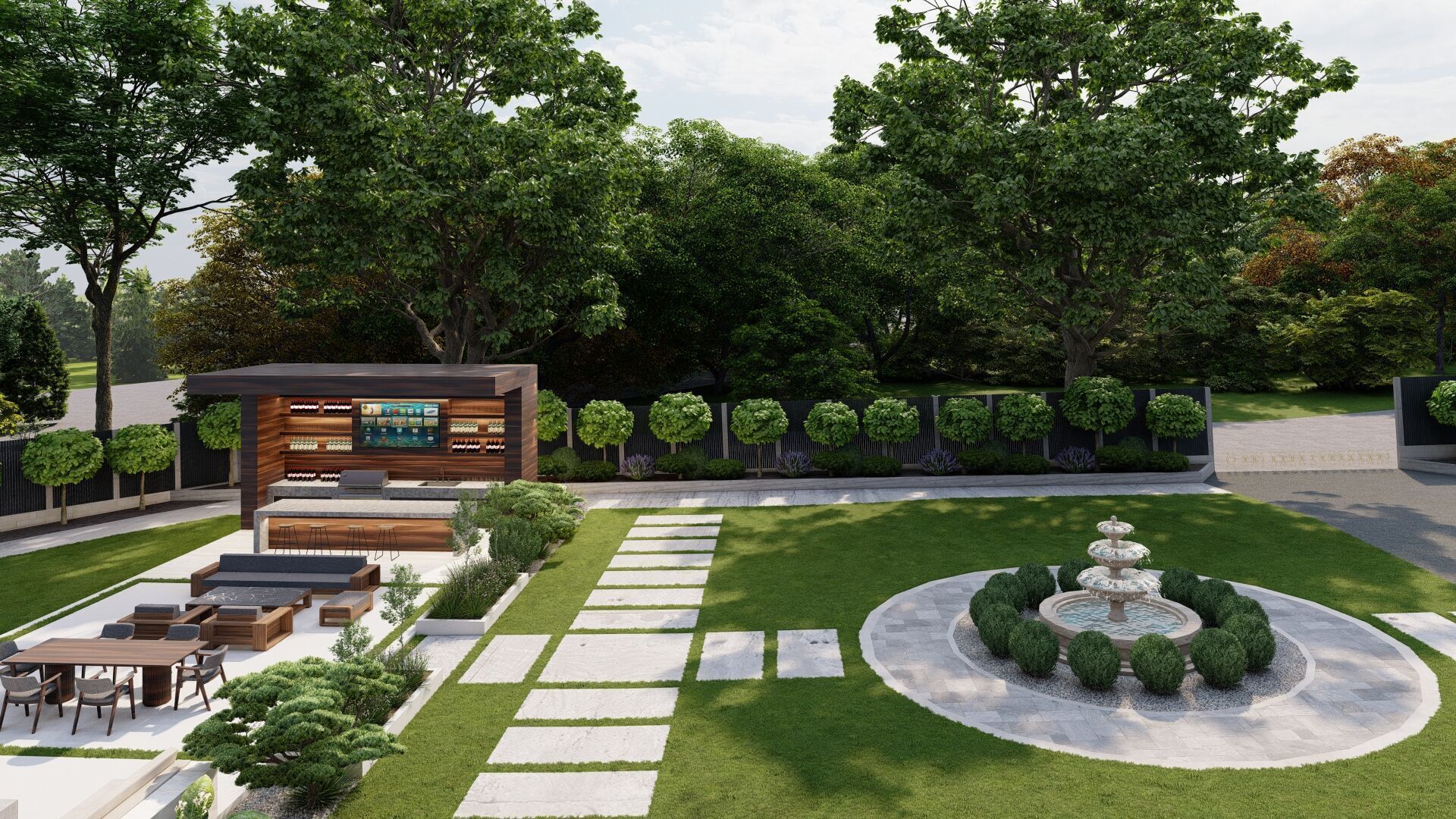 Garden Landscape 3D Model - SketchUp and Lumion Scene 3D model 3D model_3