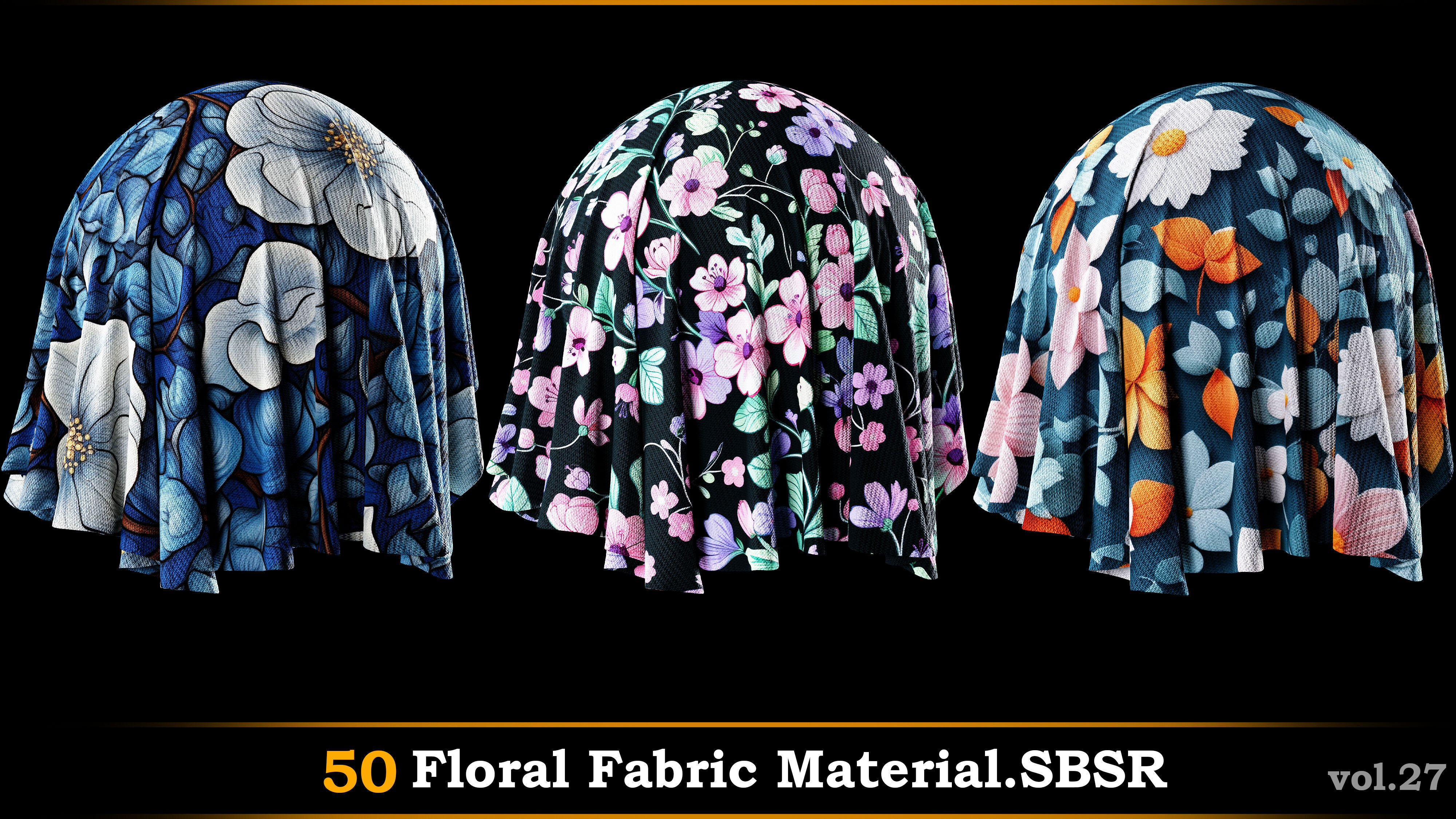 A pack of 50 Floral Fabric Material-SBSR Texture_7