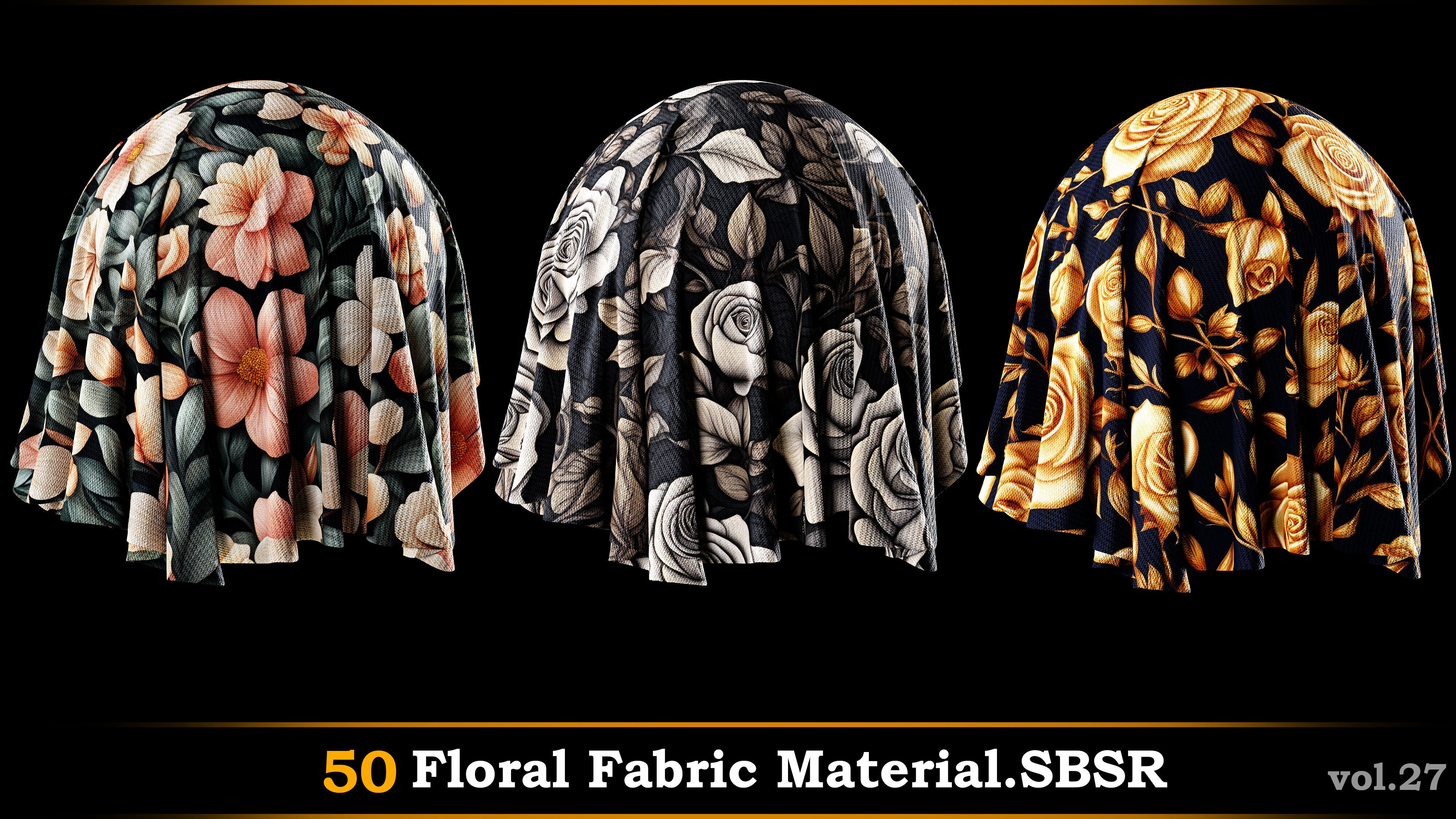 A pack of 50 Floral Fabric Material-SBSR Texture_5