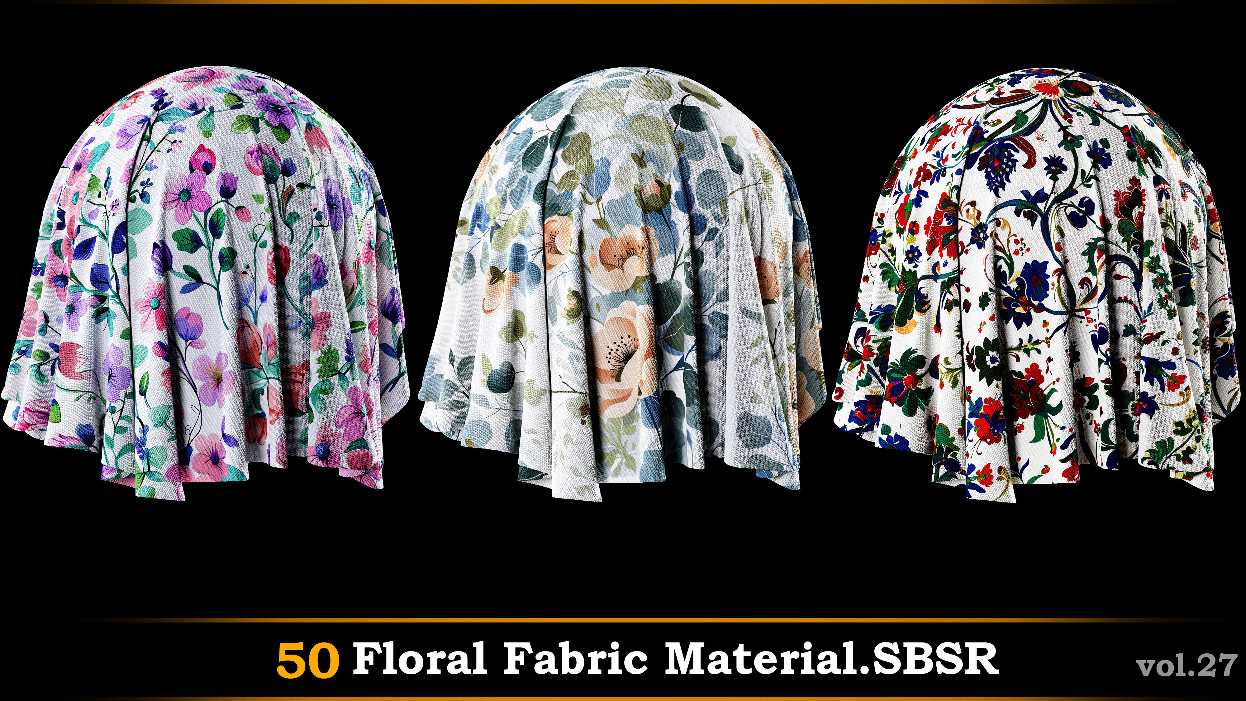 A pack of 50 Floral Fabric Material-SBSR Texture_15