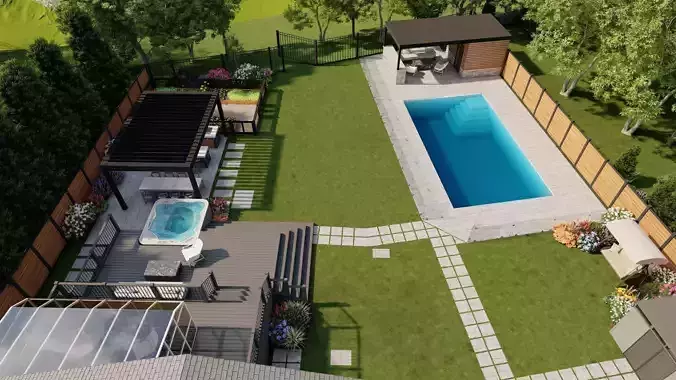 Garden Landscape 3D Model - SketchUp and Lumion Scene 3D model