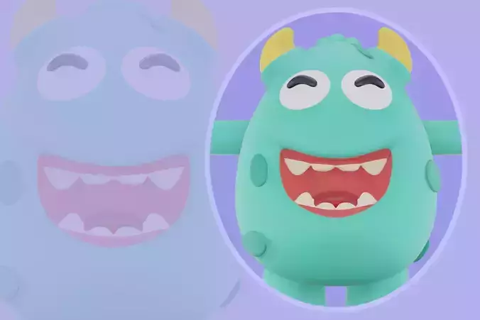 Stylized 3D Cute Monster Character - Cartoon Happy 3D Model