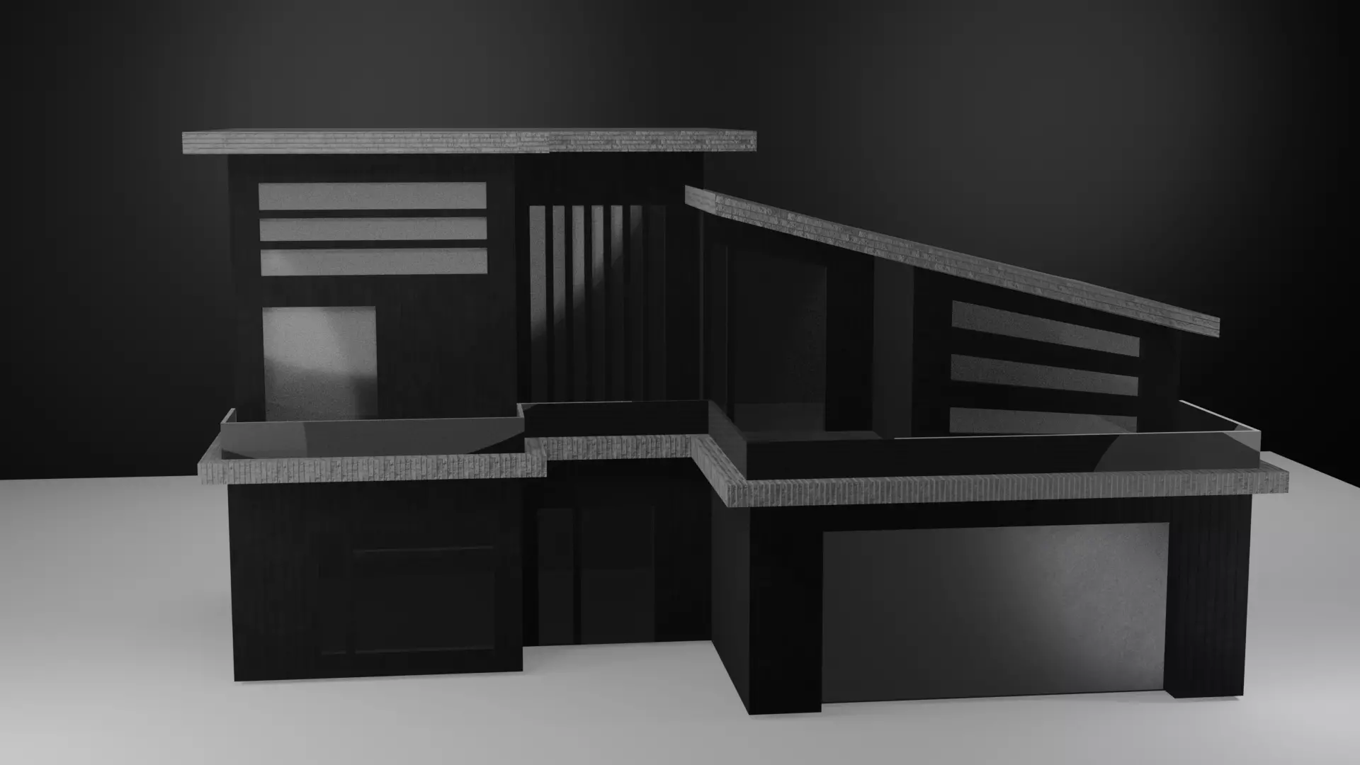 Modern Minimalist House - 3D Architectural Model Low-poly 3D model_0